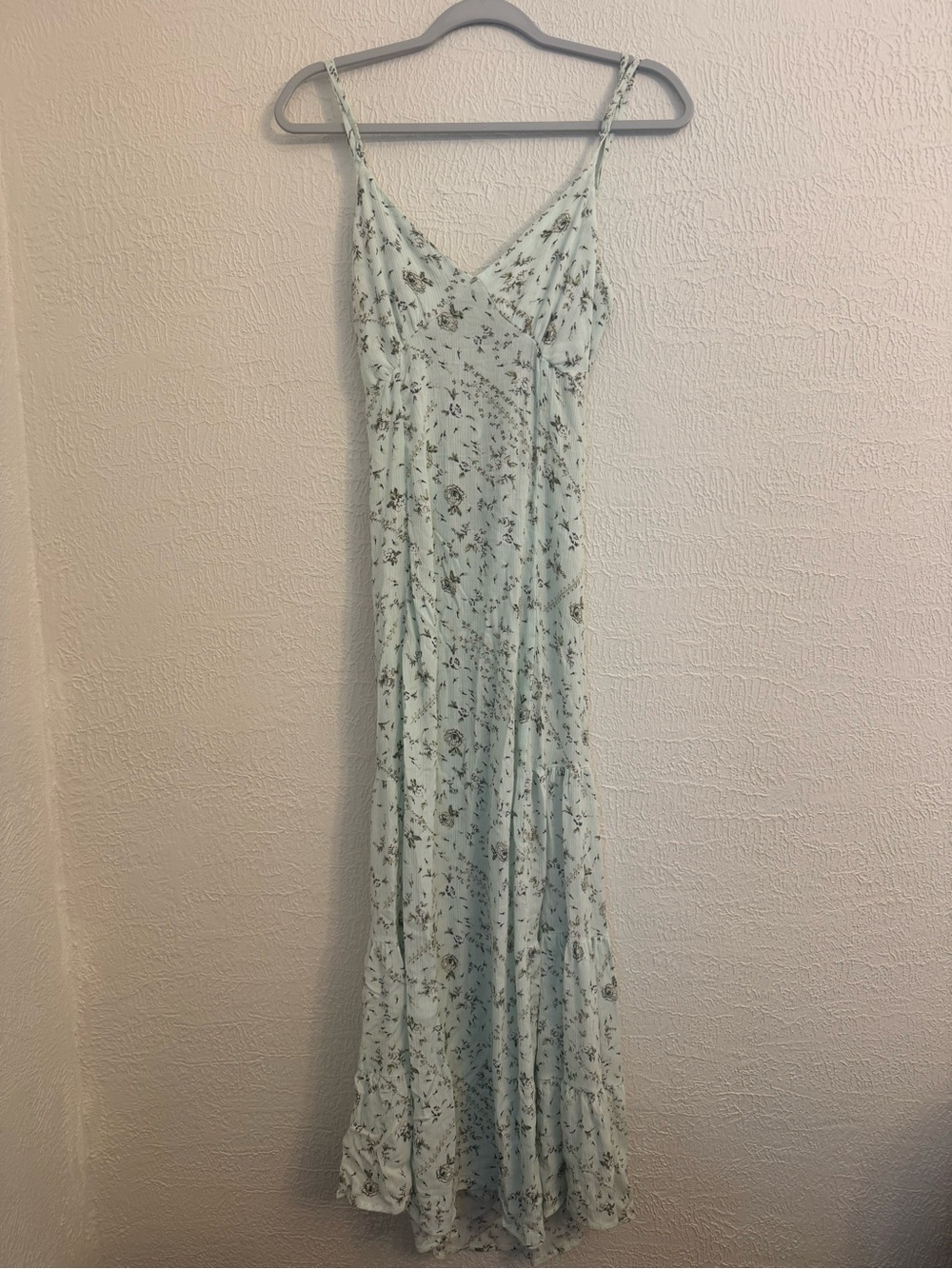 Forever 21 Mint Green Floral Maxi Slip Dress